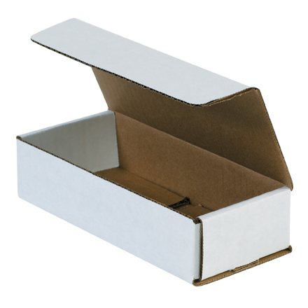 7 <span class='fraction'>1/2</span> x 3 <span class='fraction'>1/4</span> x 1 <span class='fraction'>3/4</span>" White Corrugated Mailers