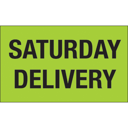 3 x 5" - "Saturday Delivery" (Fluorescent Green) Labels